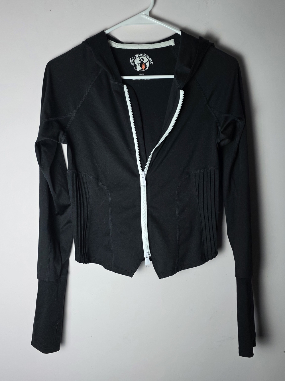Free People Movement Black Women's Zip-Up Hooded Jacket XS